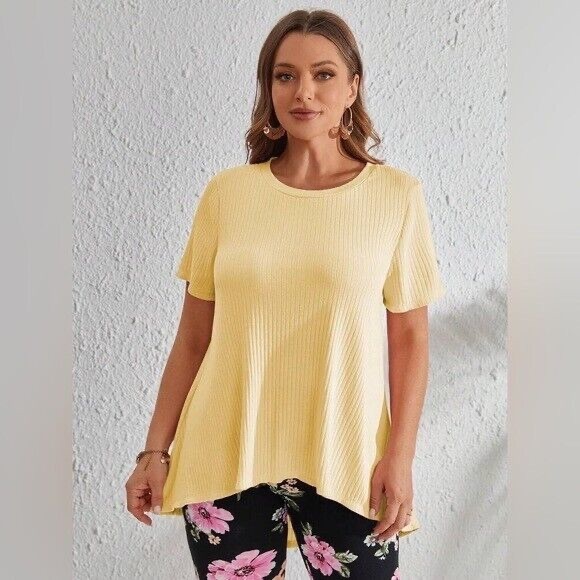 Emery Rose | Plus Solid Tee & Floral Print Leggings Various Sizes Available - Picture 2 of 5